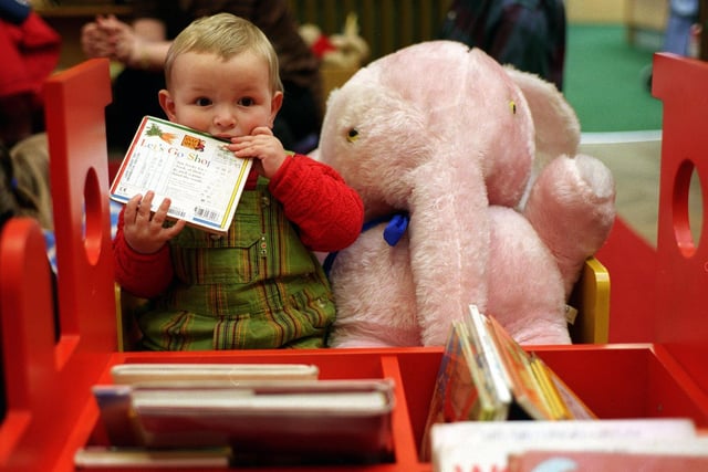 Armley Library held a teddy bears picnic as part of the under 5s month held at libraries throughout the city in March 1998. Pictured is one -year-old Tom Clark.
