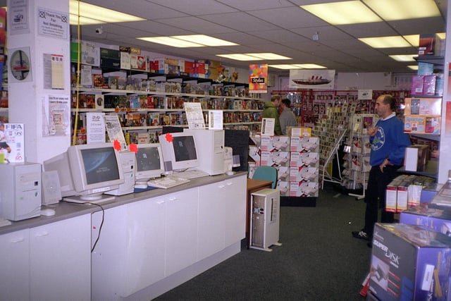 Inside the showroom at First Computers on Armley Road in January 1998.