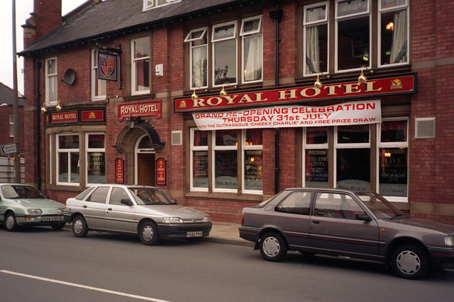 The Royal Hotel on Town Street pictured in the summer of 1997 ahead of a 'grand reopening celebtation' featuring the outrageous 'Cheeky Charlie' and free prize draw.