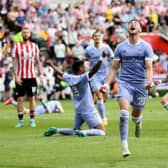 Leeds United winger Jack Harrison celebrates scoring the goal that secured the Whites' Premier League status. Pic: Alex Davidson.