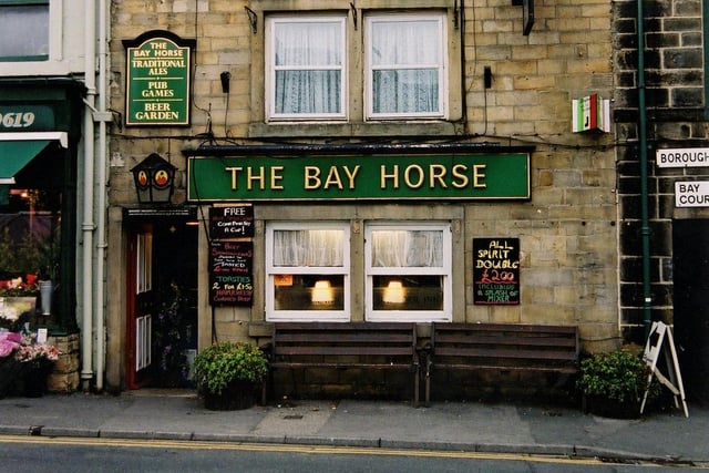 One of Otley's many old public houses and possibly the smallest. The Bay Horse on Market Place, at the junction with Boroughgate and pictured in October 2003.