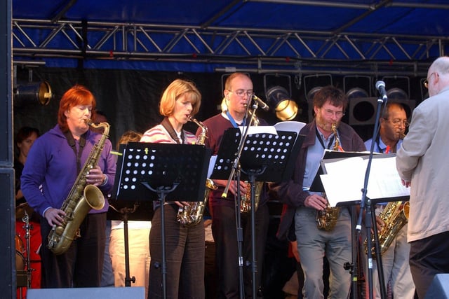 Chapel Allerton Arts Festival in August 2003. North Leeds Jazz Orchestra performing at the event on Regent Street.