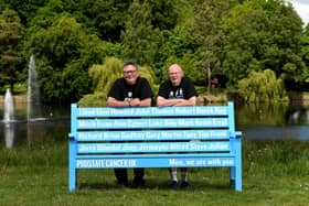 Glyn Jones (left) and Howard Smith, former teammates at Cookridge Rangers FC, both 65, will march together to raise money for Prostate Cancer UK (Photo: Simon Hulme)