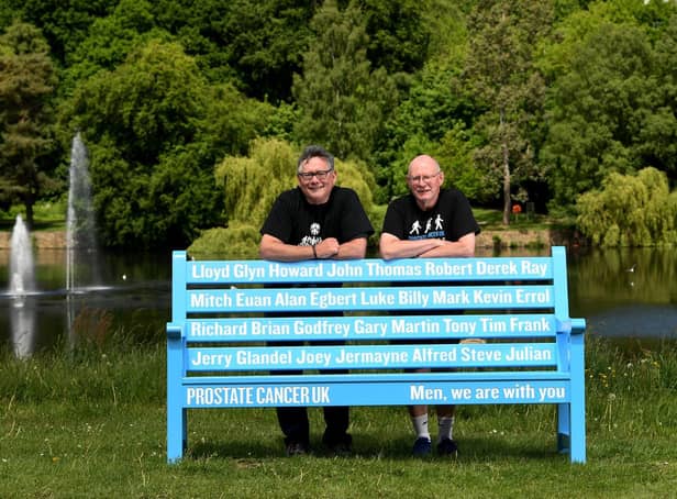 Glyn Jones (left) and Howard Smith, former teammates at Cookridge Rangers FC, both 65, will march together to raise money for Prostate Cancer UK (Photo: Simon Hulme)
