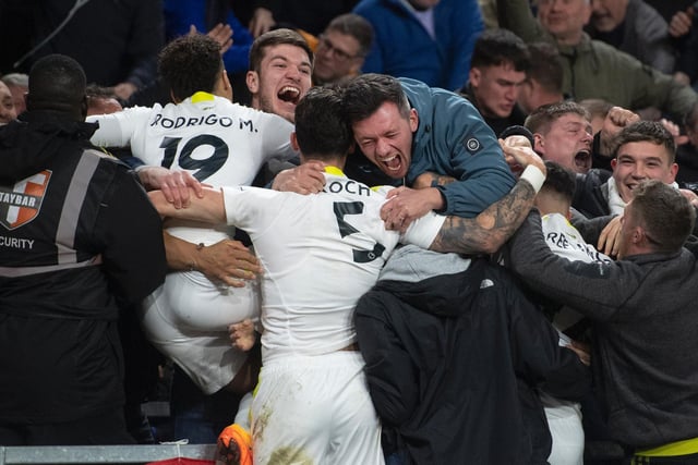 Unforgettable. Leeds looked nowhere close to scraping a point after a woeful first-half performance. They had a little luck with Raúl Jiménez’s red card, but credit is due to Marsch’s men for squeezing every point they could from their good fortune. Luke Ayling’s madcap celebration was the perfect conclusion to a ridiculous game which had absolutely everything. (Photo by Joe Prior/Visionhaus via Getty Images)