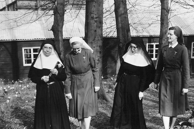 These four nuns pictured in April 1968 helped run  Wood Hall Roman Catholic pastoral and unity centre near Wetherby.