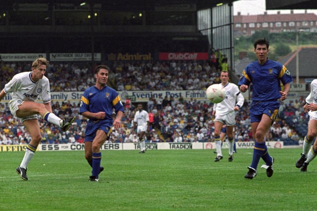 Lee Chapman fires home what proved to be the winning goal.