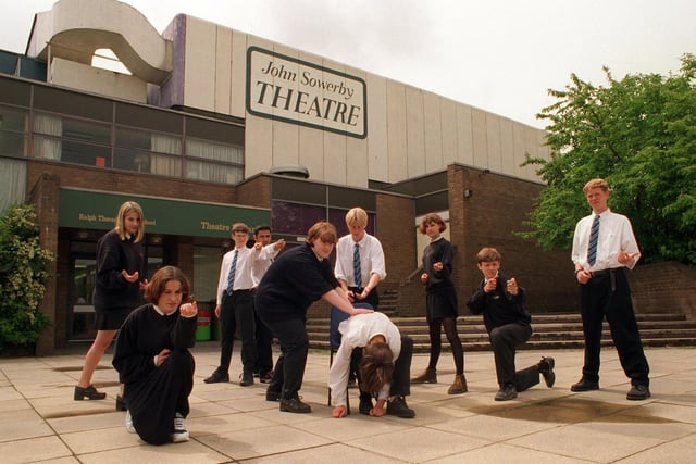 Members of the cast from Ralph Thoresby's production of Voices of the Living and the Dead which marked the reopening of the school's John Sowerby Theatre after it was damaged in an arson attack.