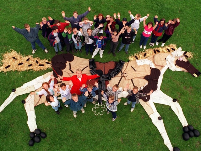 BBC children's art programme Smart was filming at Wadlands Hall Farm. A giant horse, pictured, was made using items of riding equipment, with the help of pupils from nearby Priesthorpe High School.