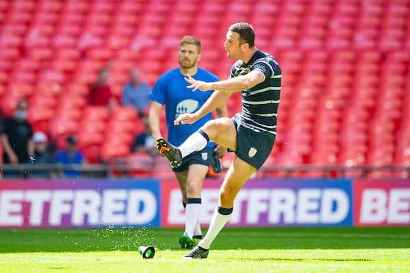 Craig Hall lands a conversion during Rovers' win at Wembley last year. Picture by Allan McKenzie/SWpix.com.