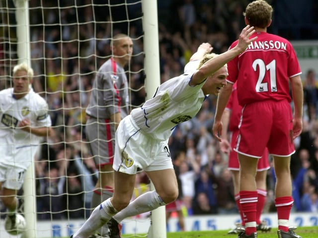 Matthew Kilgallon celebrates after equalising for Leeds United.