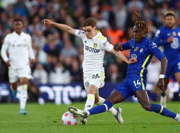 'KILLING IT': Nineteen-year-old Leeds United midfielder Lewis Bate, left, pictured battling it out with Chelsea's Trevoh Chalobah in this month's clash against the Blues at Elland Road. Photo by Clive Brunskill/Getty Images.