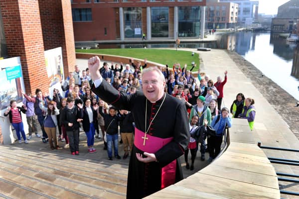 Archbishop Arthur Roche was announced by Pope Francis yesterday as one of 21 new cardinals.
Pictured: Archbishop Roche sets off students from 8 high schools in the Roman Catholic Diocese of Leeds take part in The Walk for Water on World Water Day in 2012.