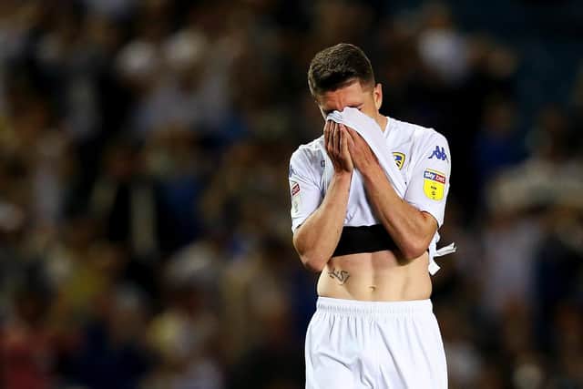 Pablo Hernandez cries reacts to Leeds United's Championship Play-Off semi-final defeat to Derby County. Pic: Alex Livesey.