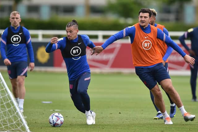 Kalvin Phillips in training at St George's Park. Pic: Nathan Stirk.