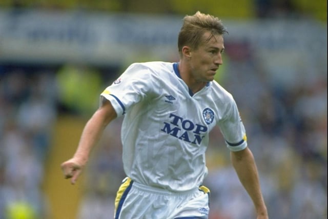Lee Chapman in action during a Division One clash against Norwich City at Elland Road. The Whites won 3-0.