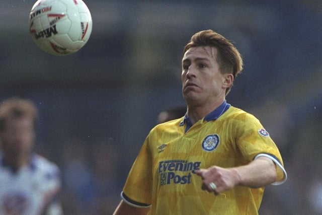 Lee Chapman controls the ball during Leeds United's Division One clash against Luton Town at Kenilworth Road in December 1991. Leeds won 2-0.