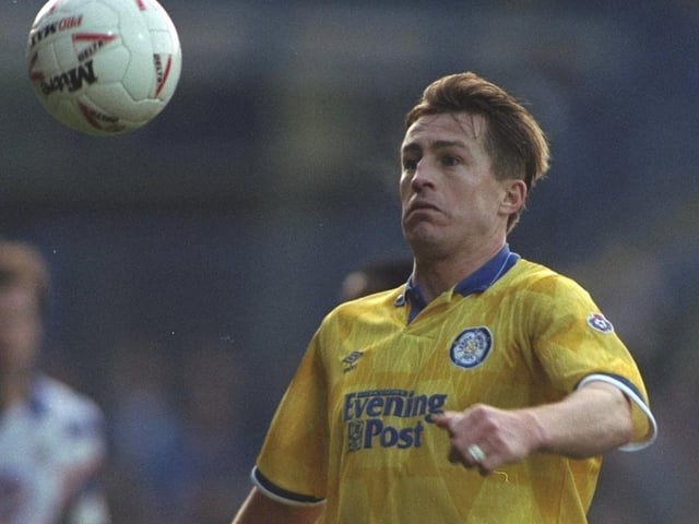Lee Chapman controls the ball during Leeds United's Division One clash against Luton Town at Kenilworth Road in December 1991. Leeds won 2-0.