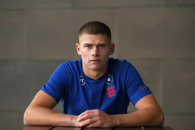 ENGLAND: Charlie Cresswell poses for a photograph whilst on England U21 duty (Photo by Nathan Stirk/Getty Images)