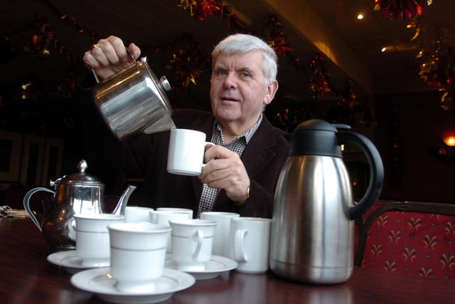 Tommy McLoughlin gets out the mugs in December 2004 ready for a tea dance he organised at The Irish Centre.