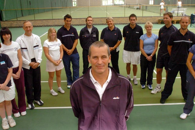 Steve McLoughlin, the new head tennis coach at The David Lloyd Centre in  Moortown in September 2004. He is pictured with some of the tennis coaching staff.
