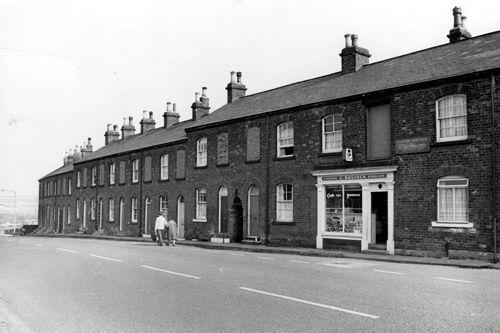 Gillroyd Terrace, off Wide Lane, in April 1969. In the foreground C Bostock family grocers shop can be seen.