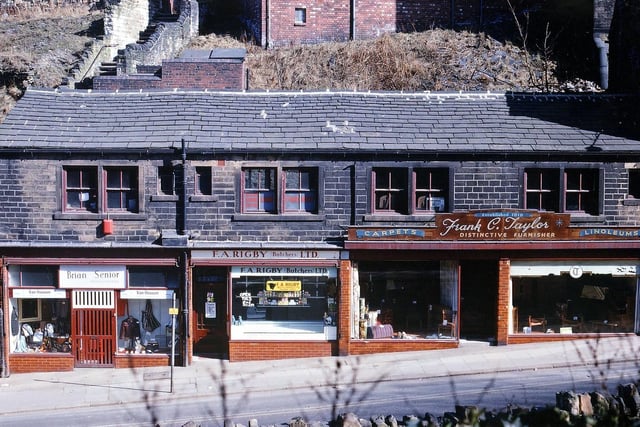 This old row of shops was probably originally houses that were converted about 1900. It is near to the steps from Morley Bottoms to Troy Hill, the steep banking behind making access to the upstairs back windows very easy.