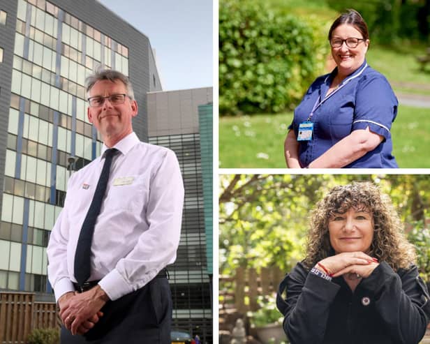 Clockwise from left, Leeds Teaching Hospitals NHS Trust chief executive Julian Hartley, Leeds Community Healthcare NHS Trust executive director Stephanie Lawrence and Freedom4Girls founder Tina Leslie are among receiving honours. Pictures: Simon Hulme, Danny Lawson/PA