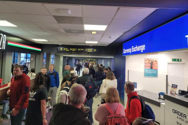 Travellers flying out of Leeds Bradford Airport have been left queuing out the terminal building in recent weeks as security personnel worked to get people through.
