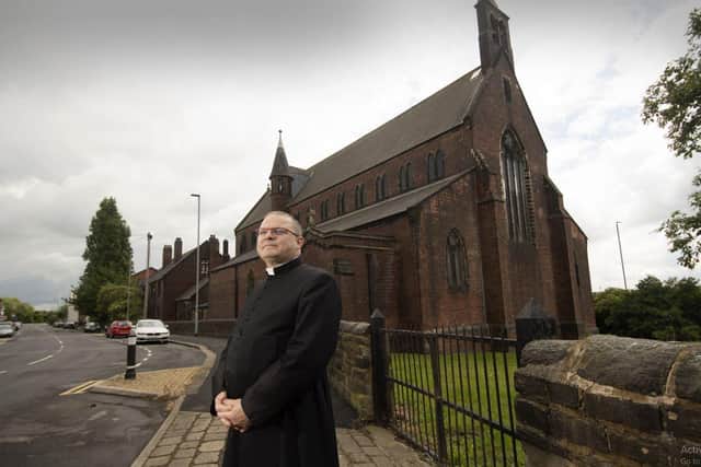 Father Darren Percival, 51, is the parish priest at St Hilda’s Church Cross Green and St Saviour’s Richmond Hill in Leeds. Picture: Simon Hulme.