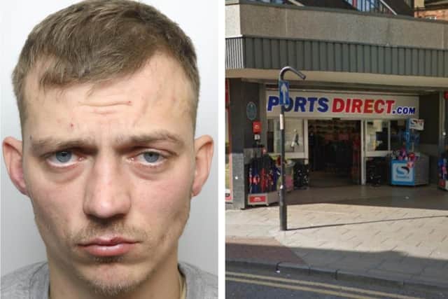 Louis Roebuck was already wanted on suspicion of an attempted house burglary when he broke into Sports Direct in Wakefield.