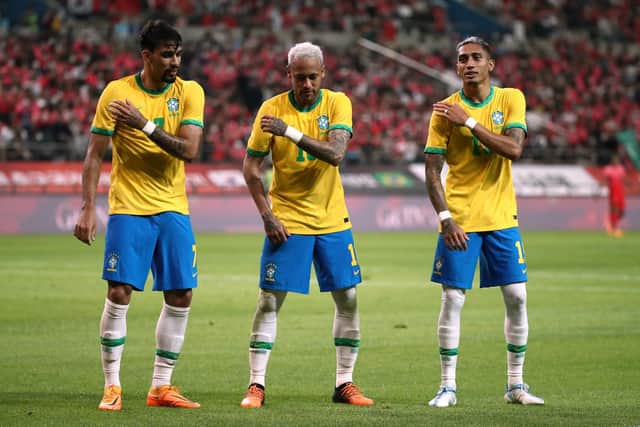 INTERNATIONAL STAR - Raphinha, right, shone for Brazil again in a 5-1 friendly win over South Korea as Leeds United face a summer transfer window challenge over the Barcelona target. Pic: Getty