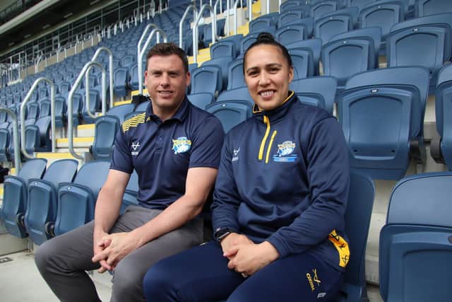 NEW WOMAN IN CHARGE: Liana Leota with Dan Busfield. Picture courtesy of Leeds Rhinos Netball.