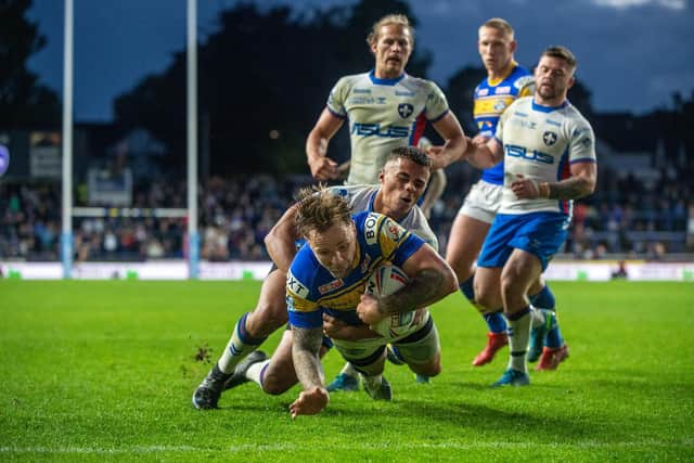 Blake Austin was one of Rhinos' try scorers in the win over Wakefield two weeks ago. Picture by Bruce Rollinson.