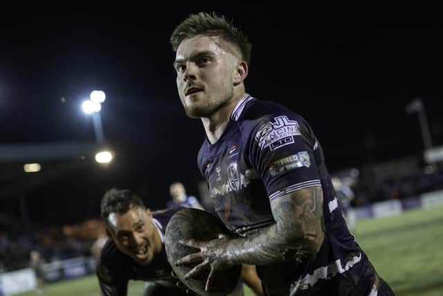 Morgan Smith scored a hat-trick in Featherstone Rovers' big win at Newcastle Thunder. Picture: Allan McKenzie/SWpix.com.