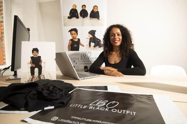 Laura Grayson, 32, is the founder of baby fashion brand Little Black Outfit (Photo: Simon Hulme)