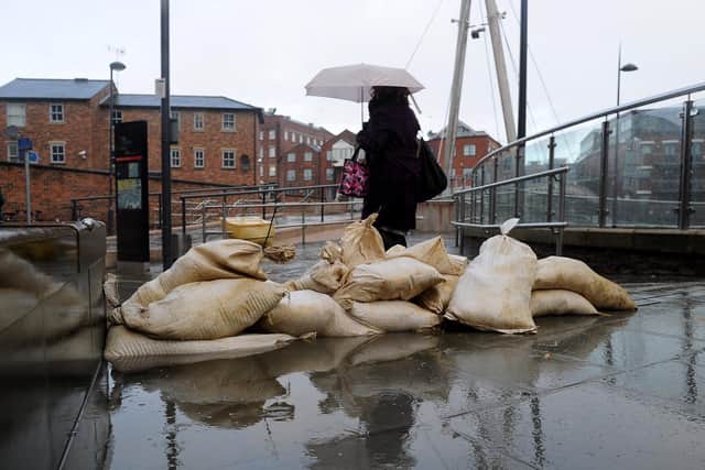 The storms are expected to cause travel disruption and could cause flooding in some places (stock image)