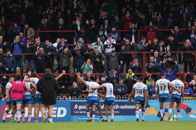 Wakefield Trinity savour the win in front of their fans. (Picture: SWPix.com)