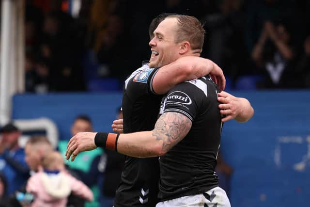 Adam Swift celebrates a try. (Picture: SWPix.com)