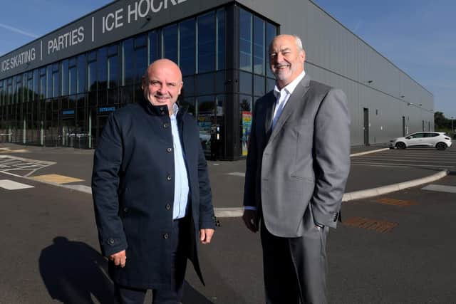 Leeds Knights coach Dave Whistle (right) with team owner Steve Nell, before they went their separate ways in January.