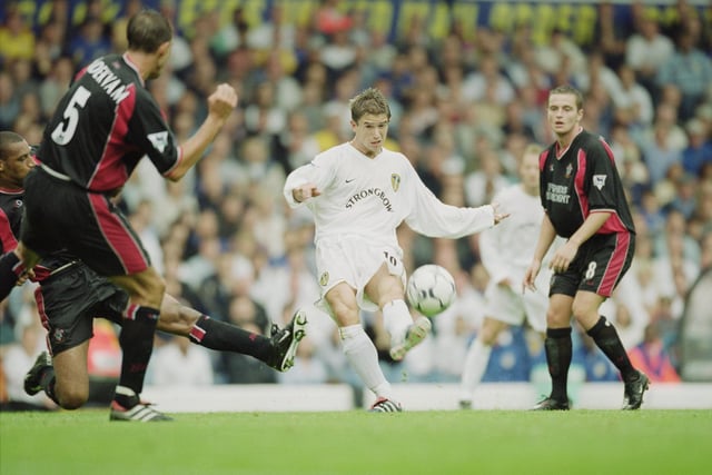 Harry Kewell fires towards goal  through the Southampton defence.