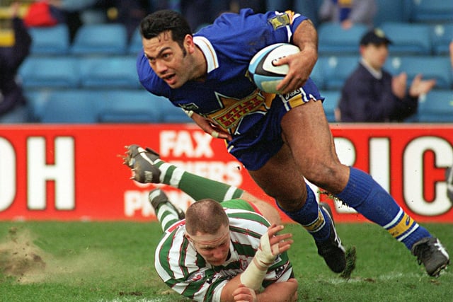 Kevin Iro scored Leeds' first Super League points (pictured), but their first game in the competition ended in defeat.