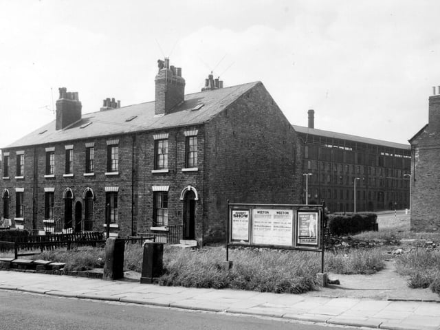 Sackville Street in July 1958. Sheepscar Street is in the background with the large tannery building, business of Charles Stead. Brand name of goods produced here was 'Bronco' leather.