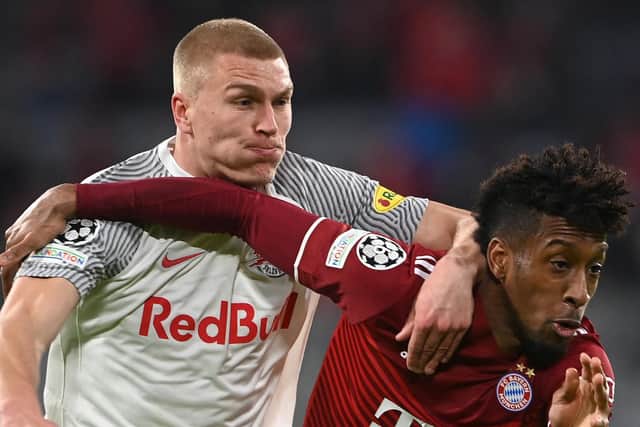 Former RB Salzburg full-back Rasmus Kristensen in Champions League action. Pic: Christof Stache.