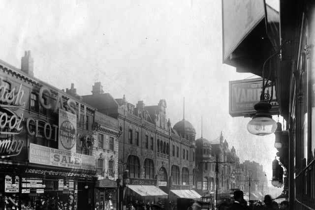 An undated view of the Empire Palace Theatre. On the right can be seen the sign for City Varieties at the entrance to Swan Street.