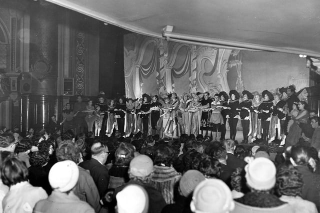 The finale of 'Babes In The Wood' at the Empire Palace Theatre in February 1961. It was the last performance at the theatre before its closure.