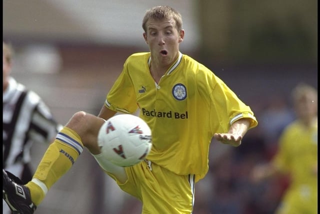 Lee Bowyer in action during a pre-season friendly against Grimsby Town at Elland Road in August 1996.
