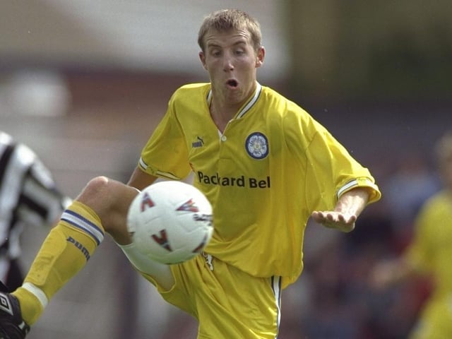 Lee Bowyer in action during a pre-season friendly against Grimsby Town at Elland Road in August 1996.