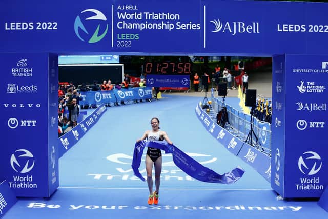 Team Germany's Laura Lindemann crosses the line to win for Team Germany (Picture: PA)