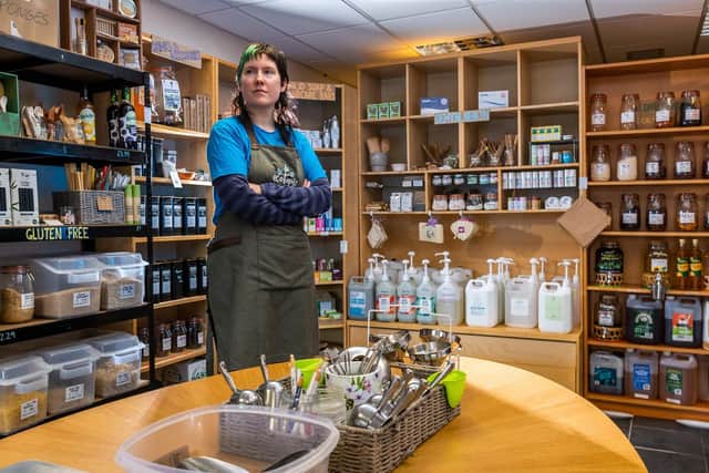EcoTopia offers a range of sustainable products including kitchen and bathroom liquid refills, dried foods including herbs & spices, alongside sustainably made reusable items and locally handmade products
Pic: James Hardisty